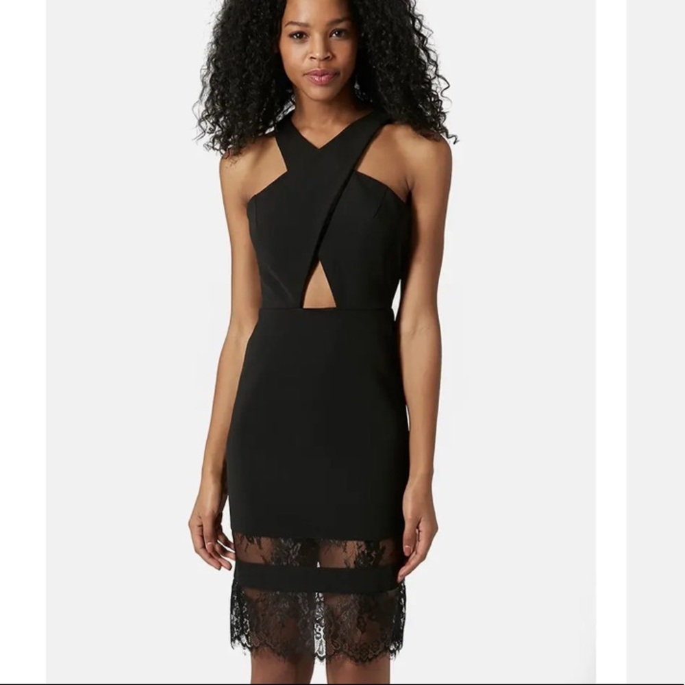 TopShop Halter Neck Lace Hem Dress
